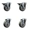 Service Caster 4'' Gray Poly Wheel Swivel Bolt Hole Caster Set with 2 Posi Lock Brakes, 4PK SCC-BH20S414-PPUB-PLB-2-S-2 - alternate 1